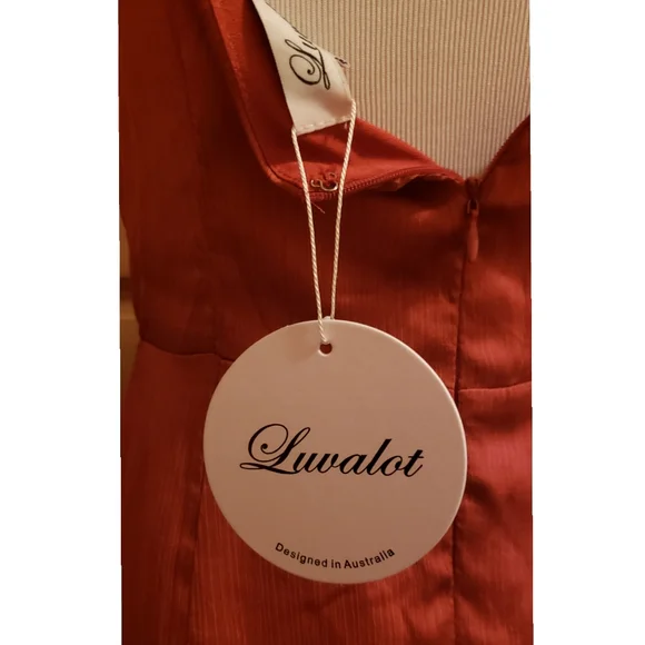 New! LUVALOT Women's Size 6 Rust Rouched Dress - Picture 8 of 10